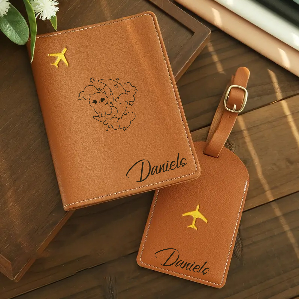 Travel Accessories Gift Set - 1pc Custom Name Passport Holder and