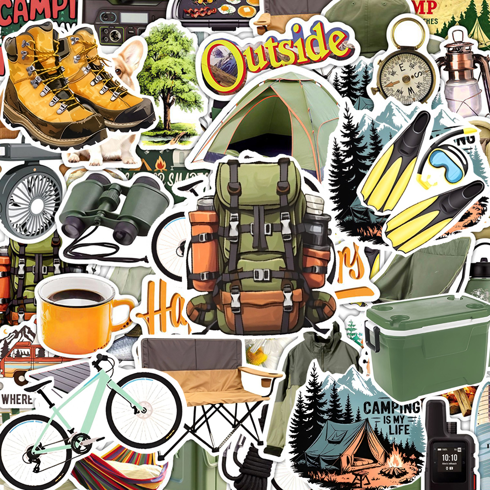 Travel Notebook Journal - 10/30/50pcs Outdoor Camping Hiking Cartoon Stickers