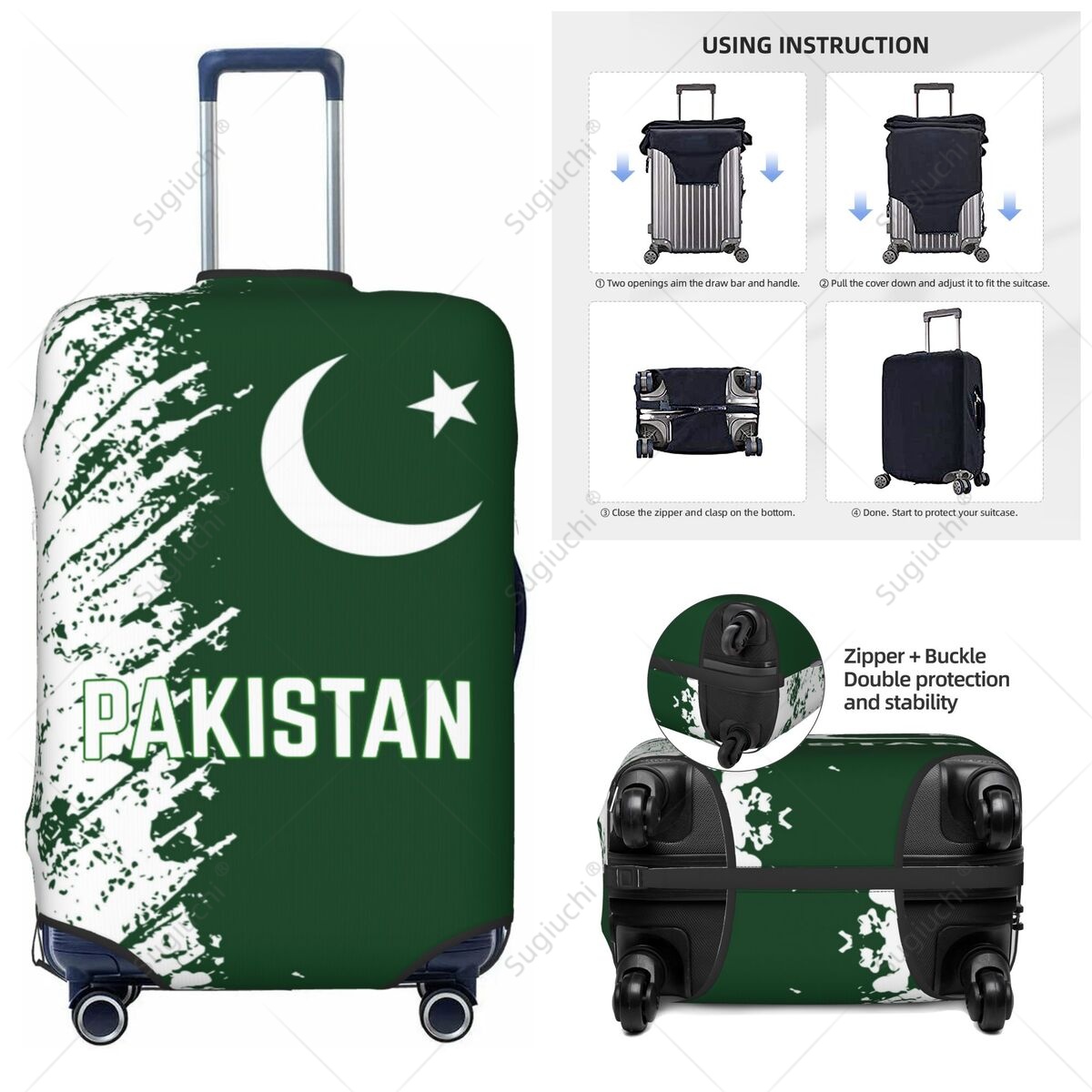 Travel Accessories Pakistan - Pakistan Flag Luggage Cover Suitcase Elastic
