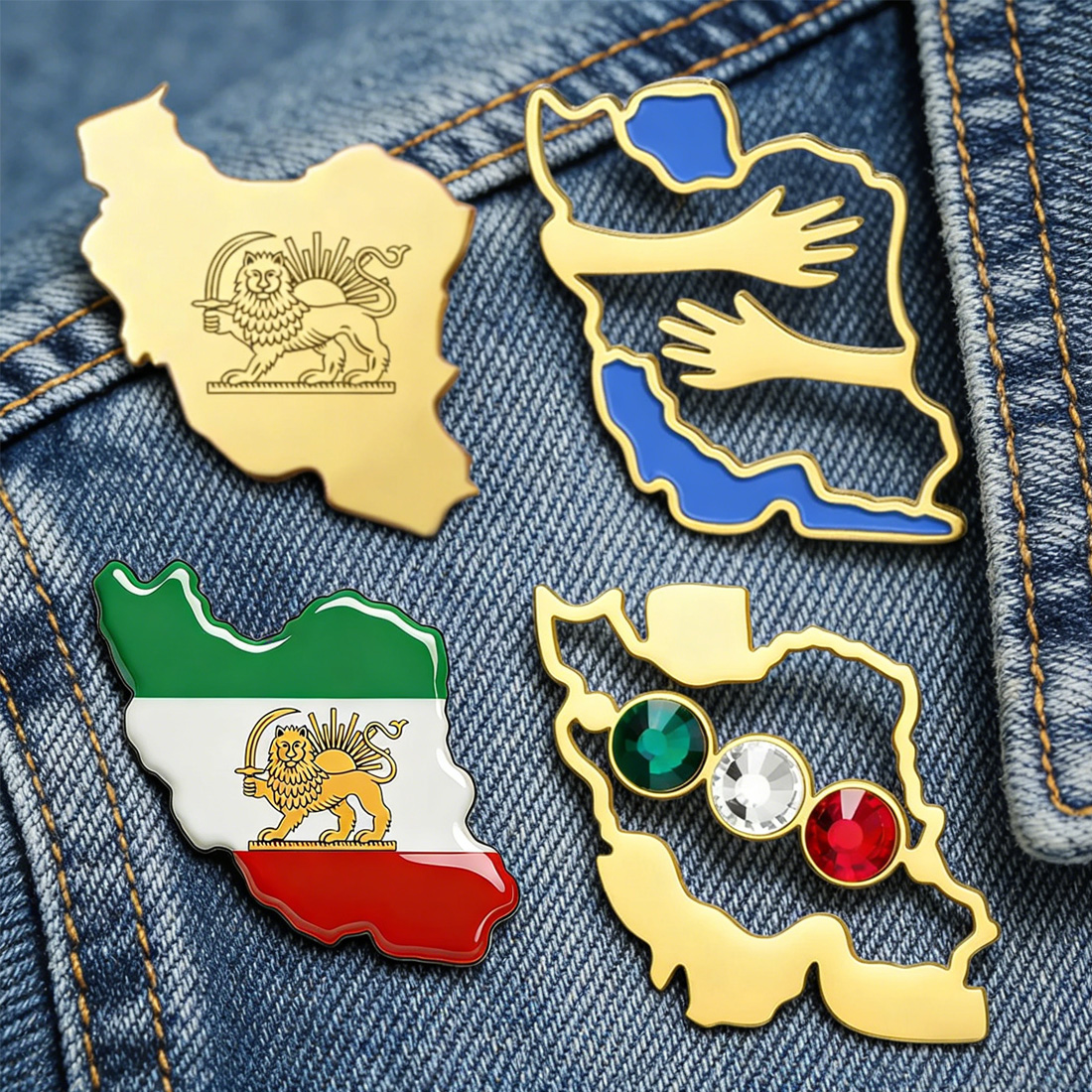 Travel Accessories Gift Set - Dawapara Iran Map Shape Brooch Pins