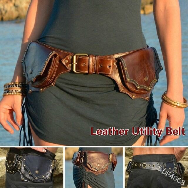 Medieval Steampunk Leather Uti - Travel Accessories Hip Belt avaliação e preço