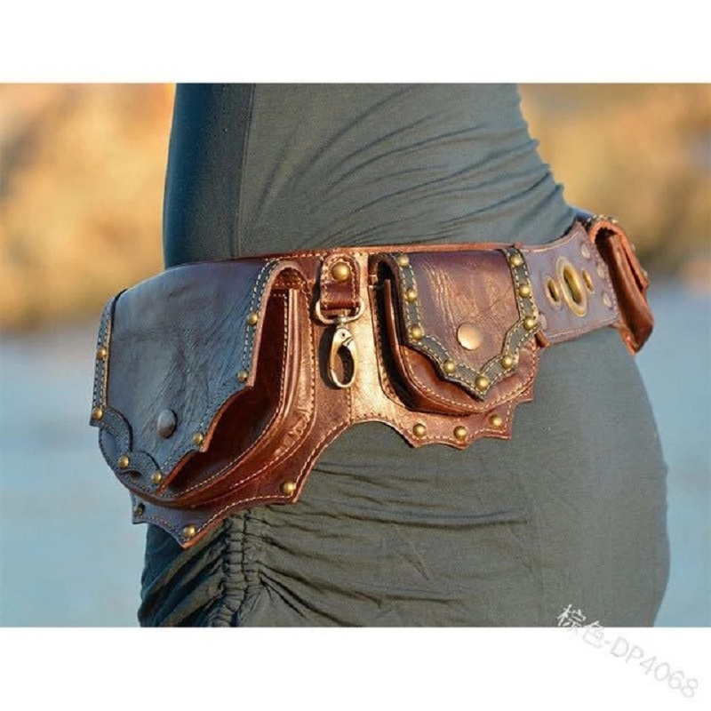 Medieval Steampunk Leather Uti - Travel Accessories Hip Belt avaliação e preço