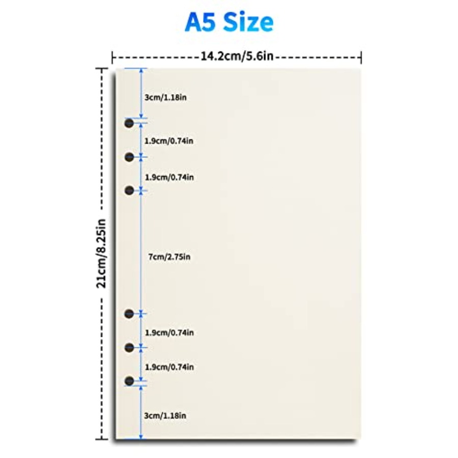 A5 Blank Refill Paper for 6-Ri - Travel Notebook Journal avaliação e preço