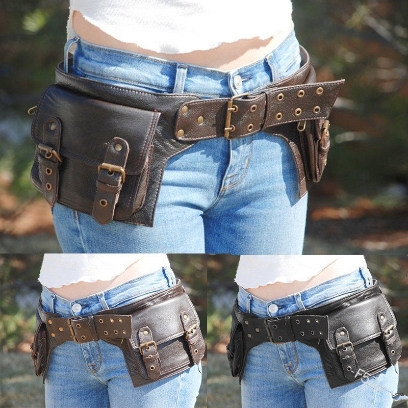 Medieval Steampunk Leather Uti - Travel Accessories Hip Belt avaliação e preço