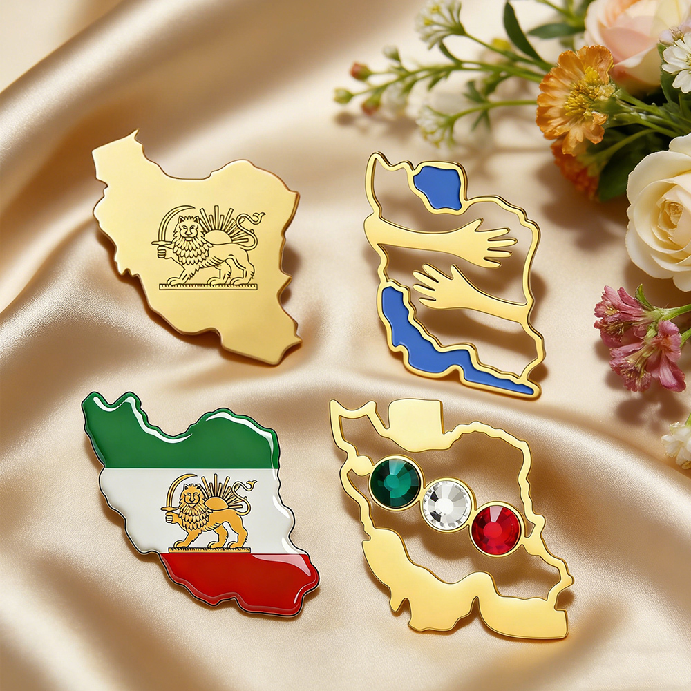 Dawapara Iran Map Shape Brooch - Travel Accessories Gift Set avaliação e preço