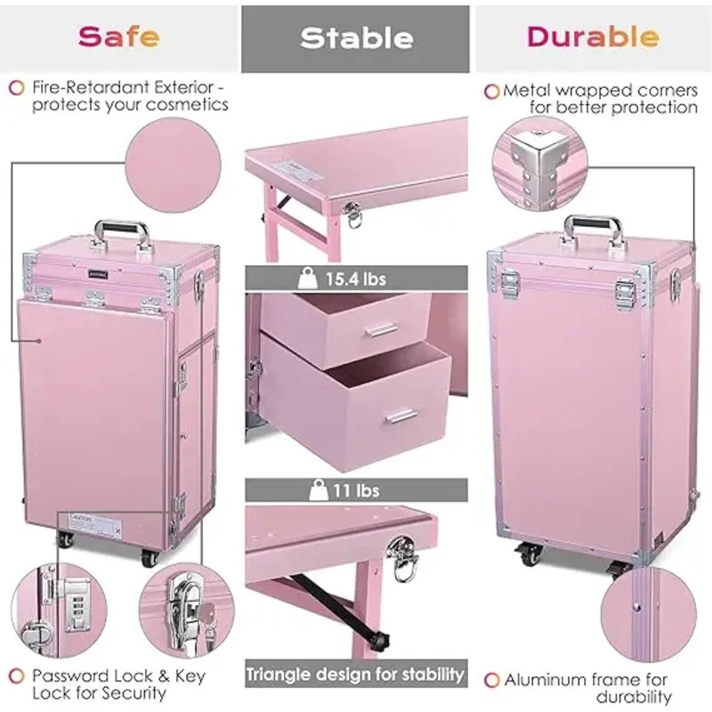 Rolling Manicure Table Foldabl - Travel Accessories For Train avaliação e preço
